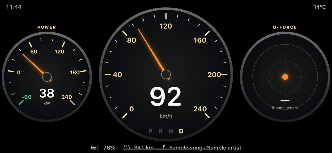 Tri Dial cockpit with power, speed and G-force dials